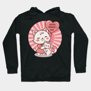 Happy Mother's Day To The Best Cat Mom Retro Pink Sun Cats Lover Hoodie